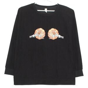 Chicyea Womens Top Halloween Novelty Ribbed Corduroy Texture Black 2XL FP